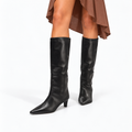 Bottes à bout pointu et petit talon jusqu'aux genoux pour femme