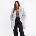 Manteau mi-long en fausse fourrure hirsute à larges revers pour femme