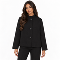 Veste carrée à col cheminée et boutonnage sur le devant pour femme
