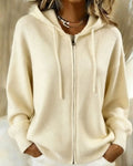 Women's Zip-Up Hooded Knit Cardigan Sweater