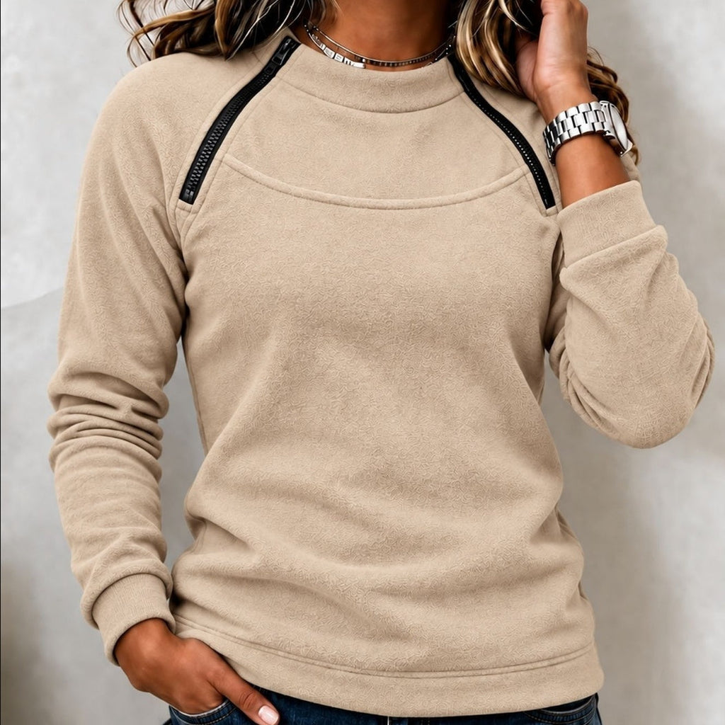 Women's Textured Double Zip Raglan Sweatshirt