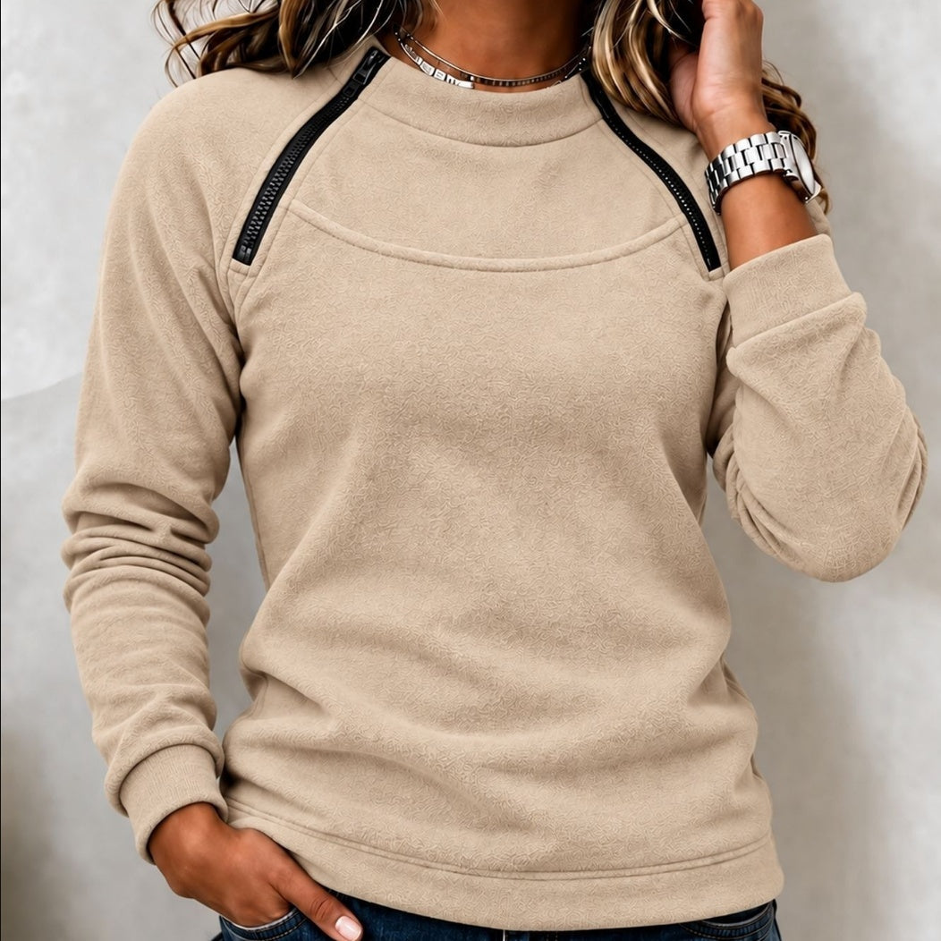 Women's Textured Double Zip Raglan Sweatshirt