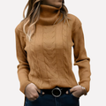 Women's Slim Fit Cable Knit Turtleneck Jumper