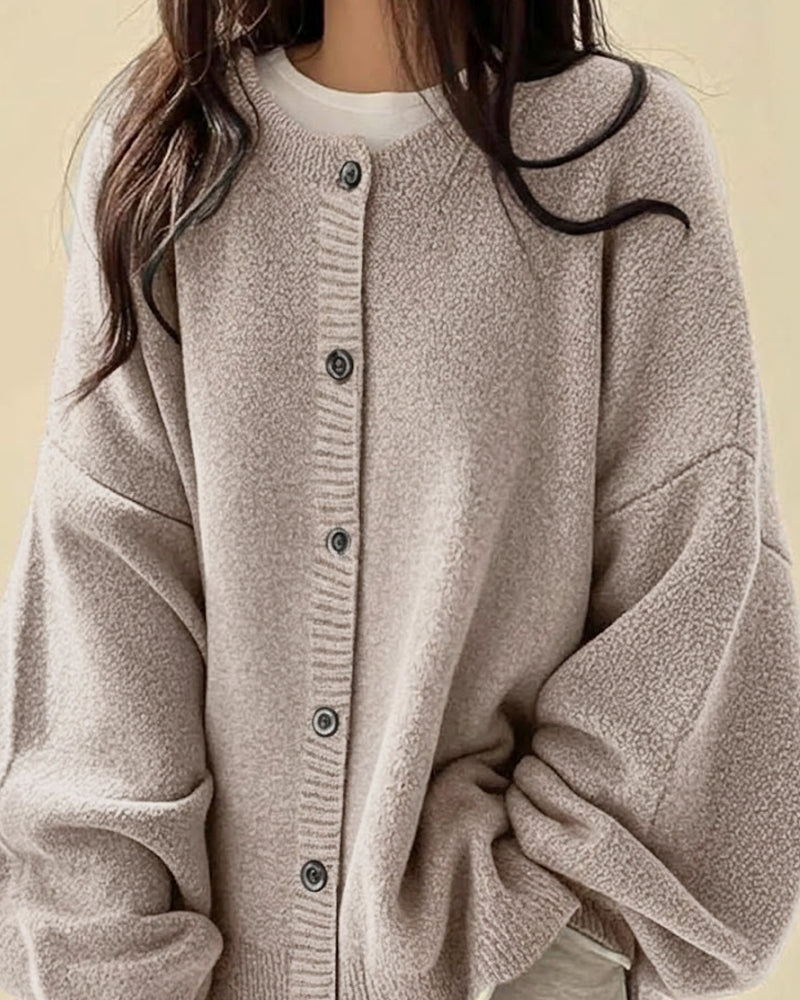 Gilet en maille oversize pour femme à épaules tombantes et boutonnage