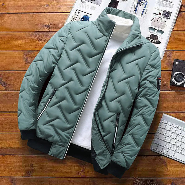 Men’s Chevron Quilted Stand Collar Puffer Jacket
