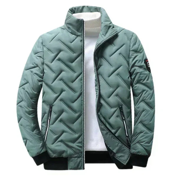 Men’s Chevron Quilted Stand Collar Puffer Jacket