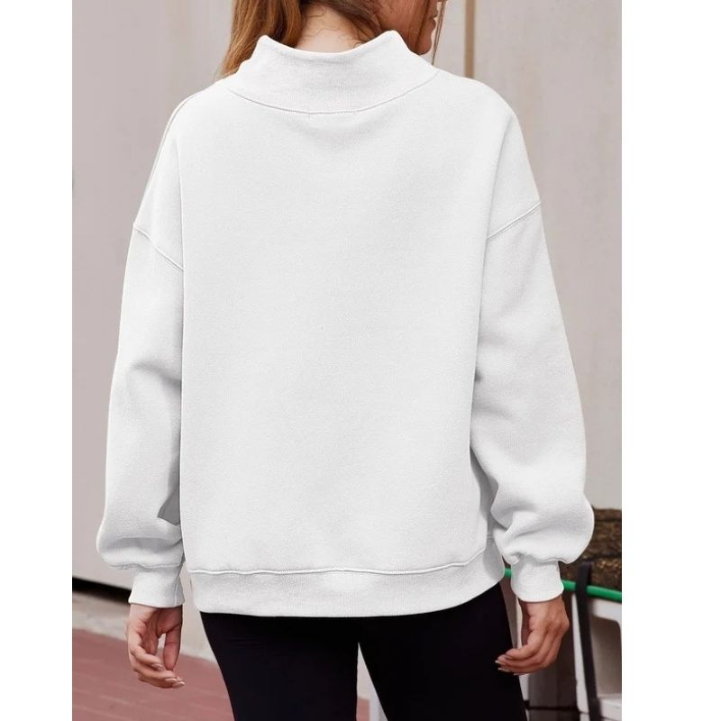 Women's Oversized Mock Neck Fleece Sweatshirt