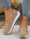 Women's chain detail moc toe loafers with white midsole and lugged outsole