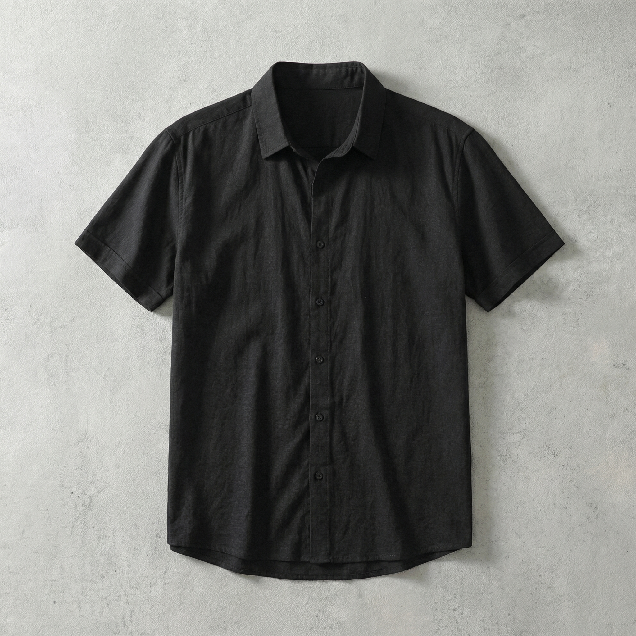 Short Sleeve Cotton Shirt with Classic Collar