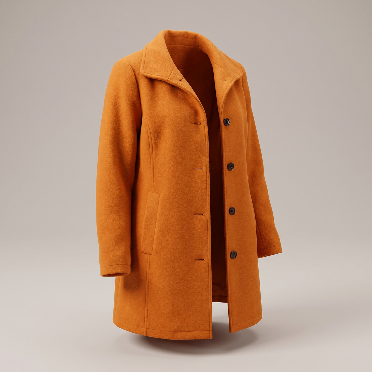 Manteau pour femme évasé en bas à col montant, aspect laine