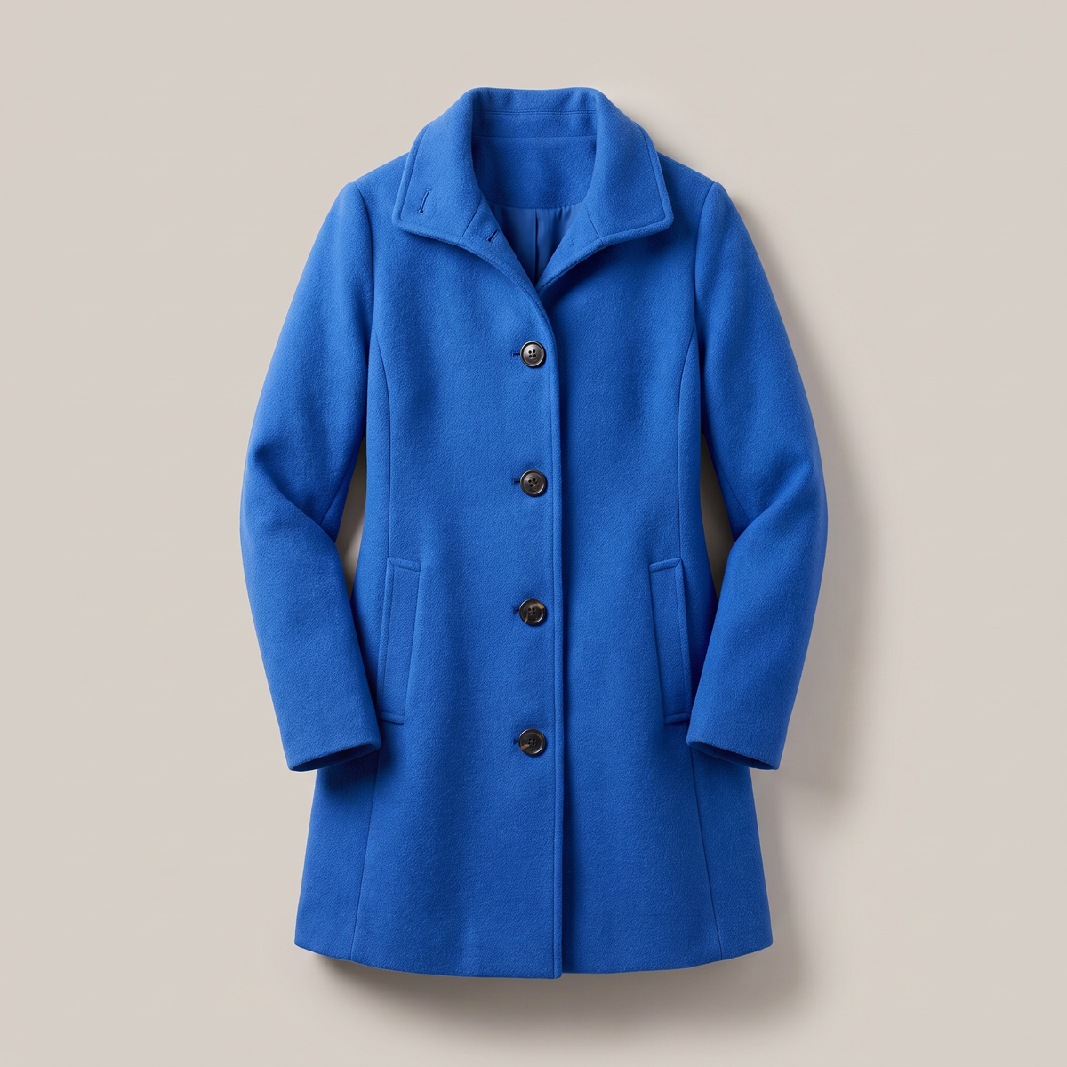 Manteau pour femme évasé en bas à col montant, aspect laine