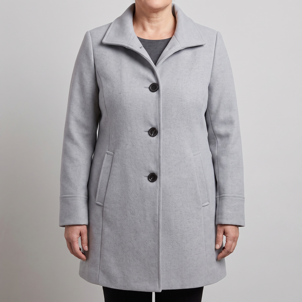 Women's Fit and Flare Stand Collar Wool-Feel Coat