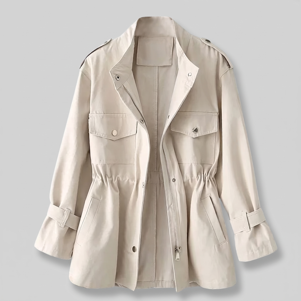 Veste saharienne utilitaire pour femme à taille froncée