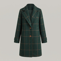 Manteau long ajusté pour femme à carreaux fenêtre