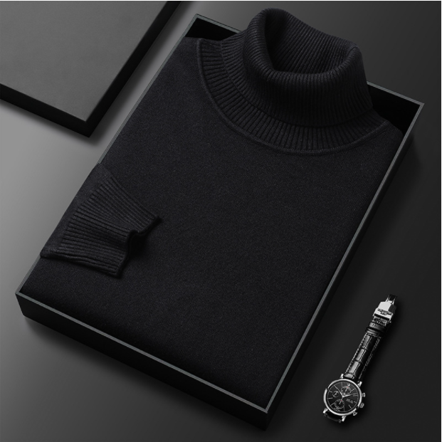 Pull en tricot côtelé à col roulé pour homme