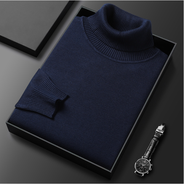 Pull en tricot côtelé à col roulé pour homme