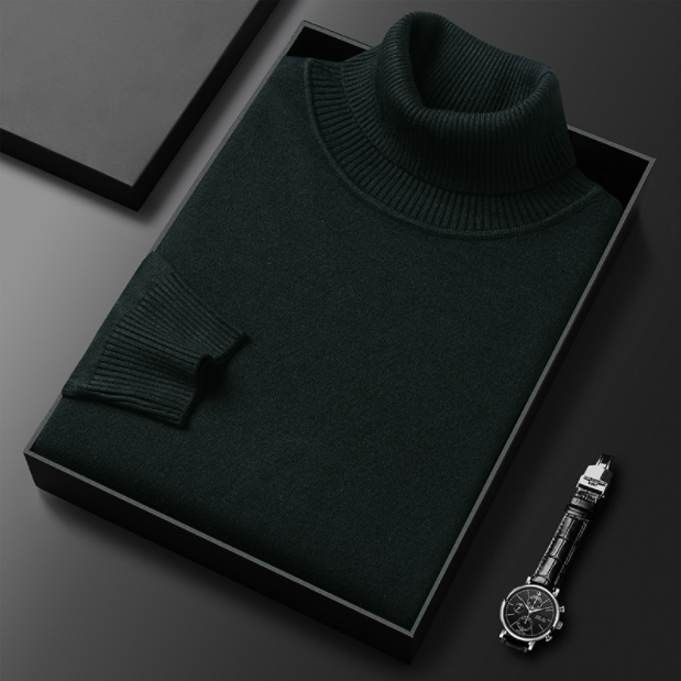 Pull en tricot côtelé à col roulé pour homme