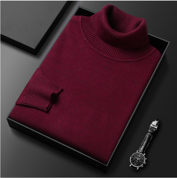 Pull en tricot côtelé à col roulé pour homme