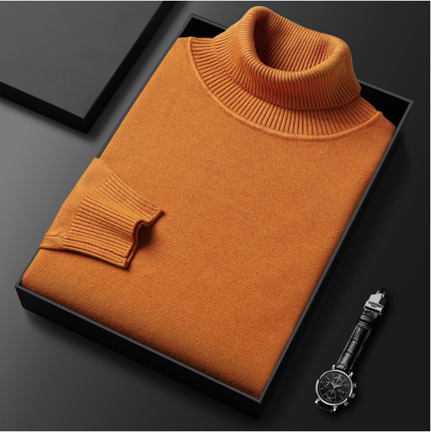 Pull en tricot côtelé à col roulé pour homme