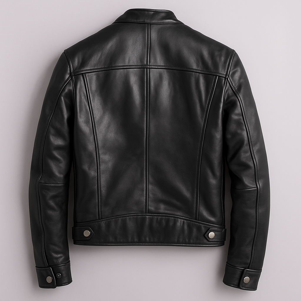Veste ajustée pour homme à col montant style motard