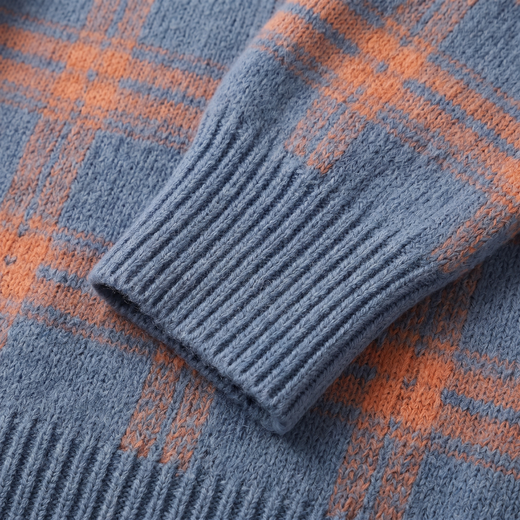 Gilet en maille à carreaux pour femme avec col et boutonnage sur le devant