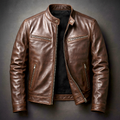 Veste ajustée pour homme à col montant style motard