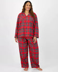 Ensemble de pyjama de Noël pour femme à carreaux tartan, boutonné