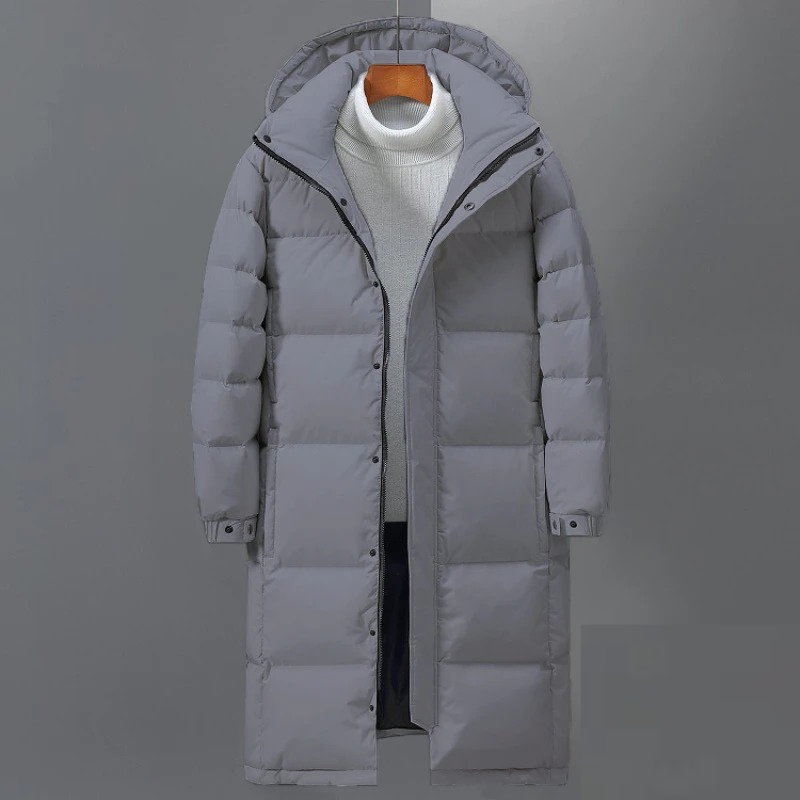 Men’s Extra Long Hooded Quilted Puffer Coat