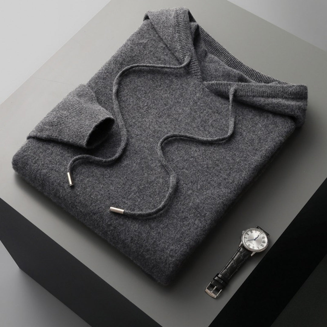 Men’s Soft Fine Knit Drawstring Hooded Sweater