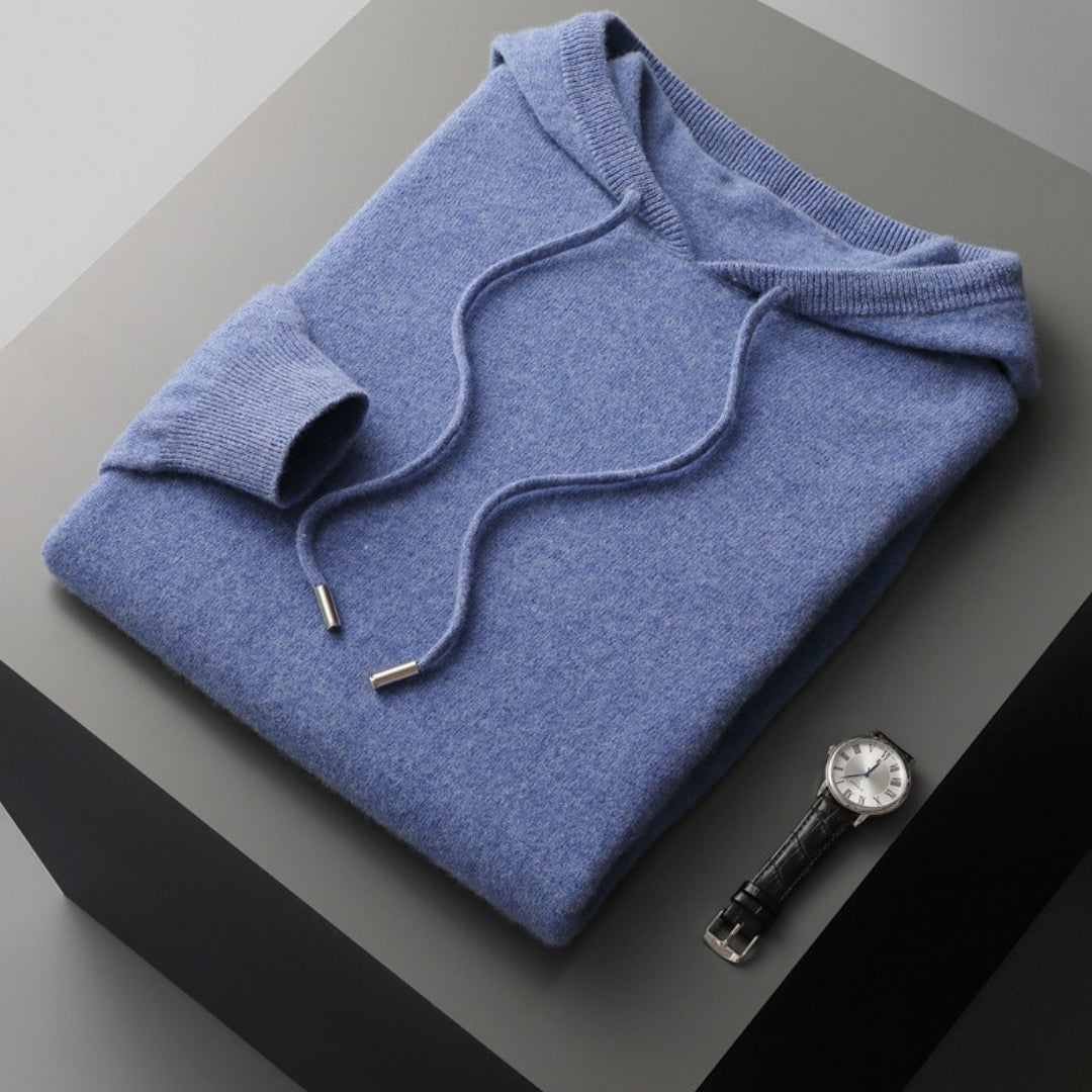 Men’s Soft Fine Knit Drawstring Hooded Sweater