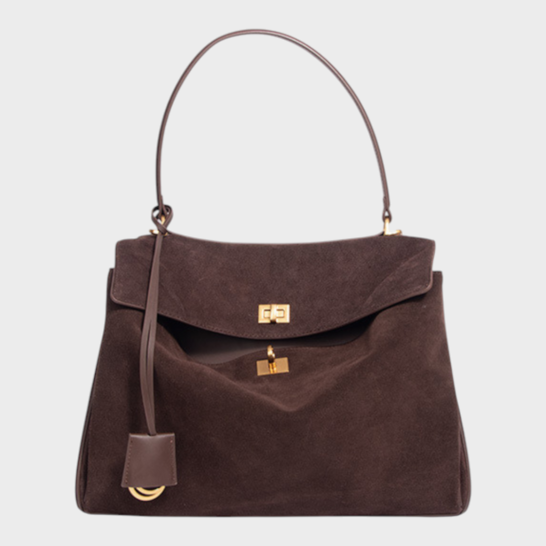 Sac à bandoulière pour femme, à rabat, poignée supérieure et fermoir à tourniquet