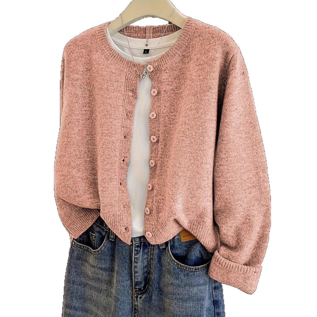 Gilet en maille classique pour femme à col rond et boutonnage