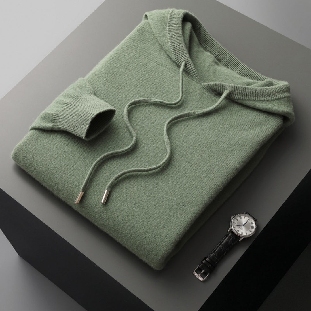 Men’s Soft Fine Knit Drawstring Hooded Sweater