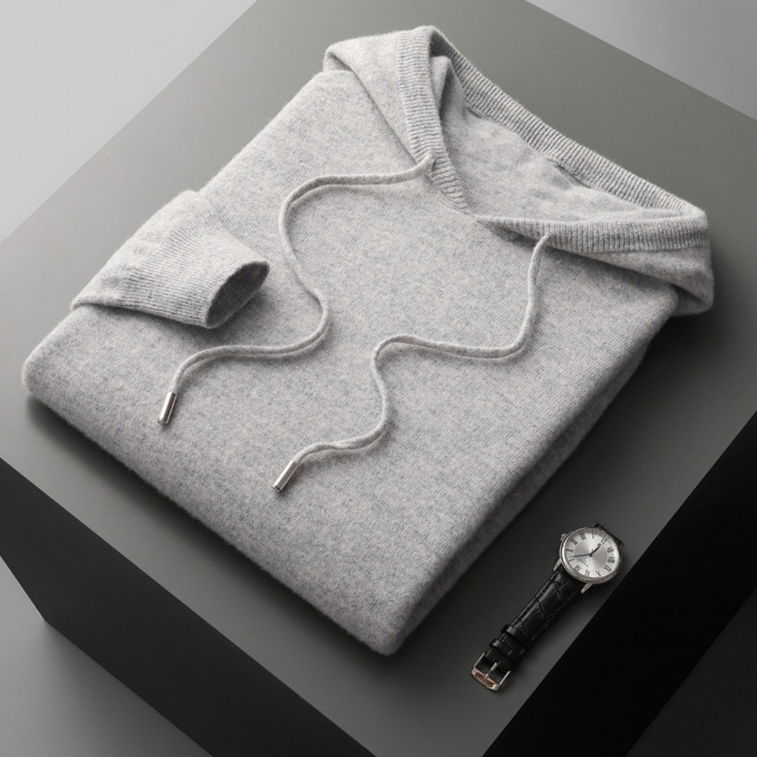Men’s Soft Fine Knit Drawstring Hooded Sweater