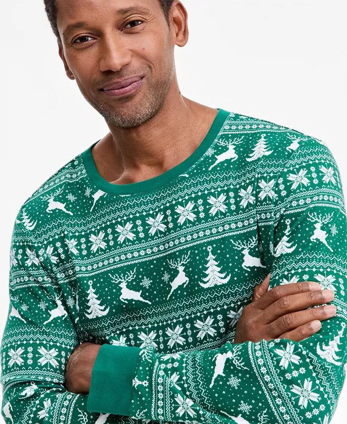 Ensemble de pyjama de Noël pour homme à motif jacquard nordique, avec bas jogger
