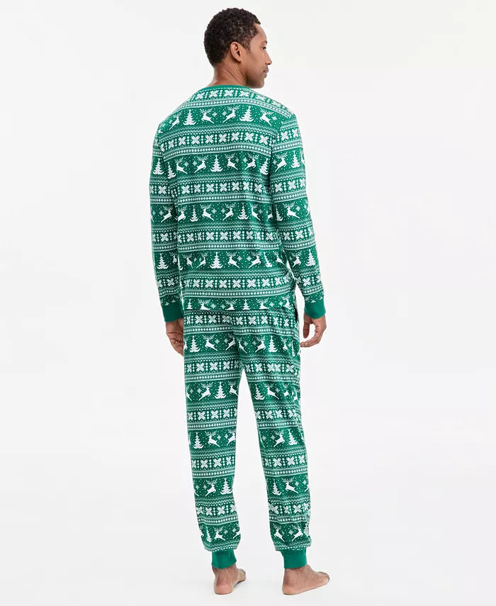 Ensemble de pyjama de Noël pour homme à motif jacquard nordique, avec bas jogger