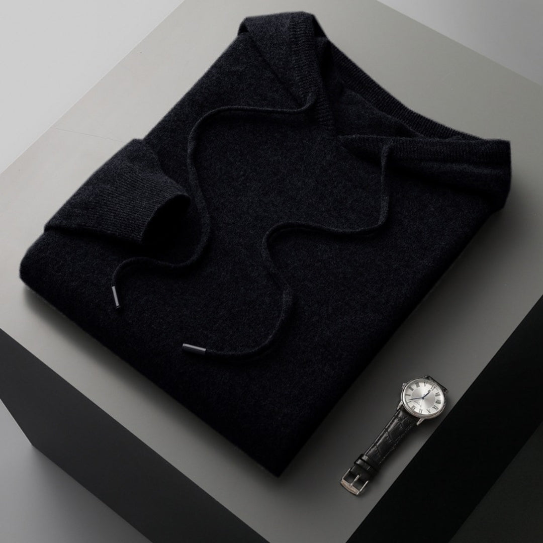 Men’s Soft Fine Knit Drawstring Hooded Sweater