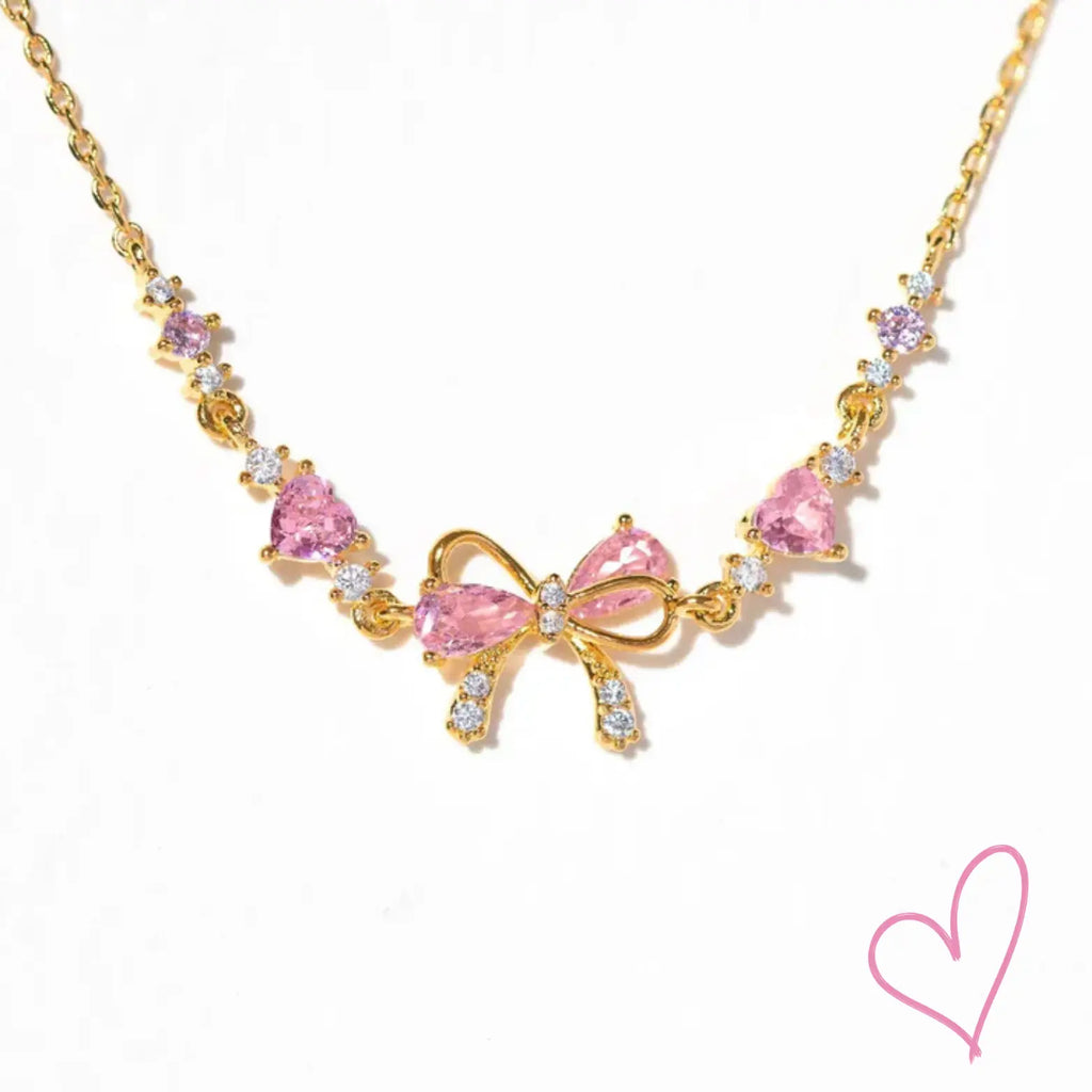 Bow Charm Crystal Chain Bracelet with Adjustable Clasp