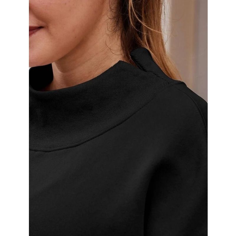 Women's Oversized Mock Neck Fleece Sweatshirt