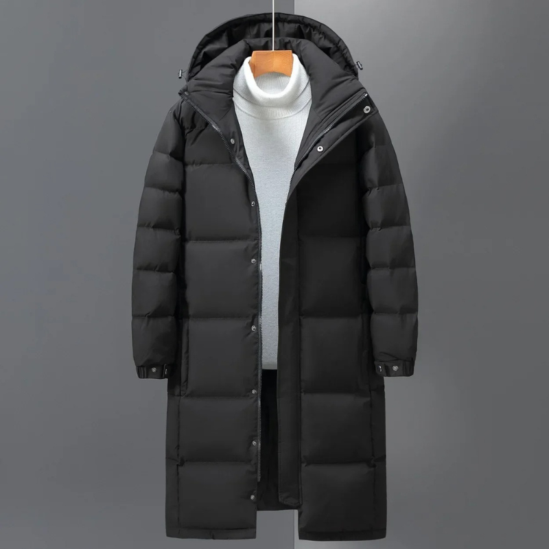 Men’s Extra Long Hooded Quilted Puffer Coat