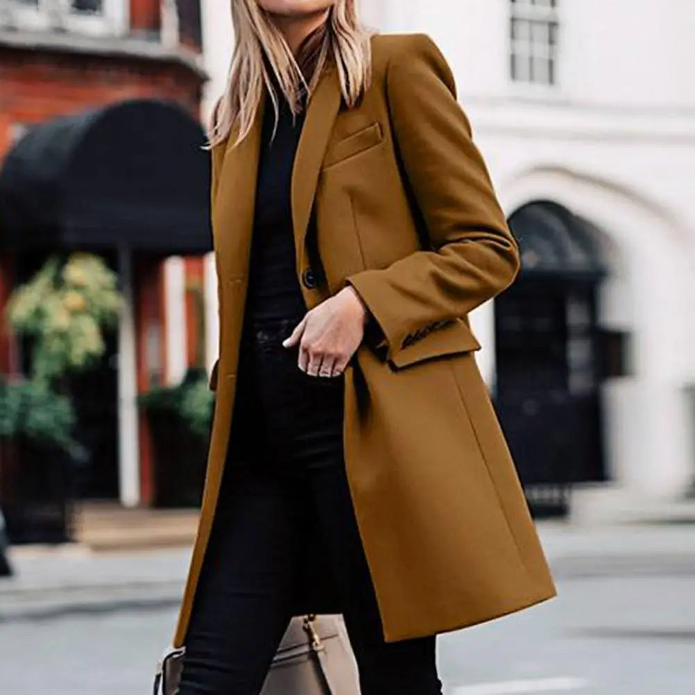 Women's Single-Breasted Tailored Longline Coat
