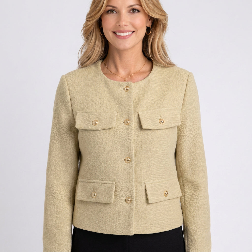 Jacket – Button Front Cropped Tailored Style