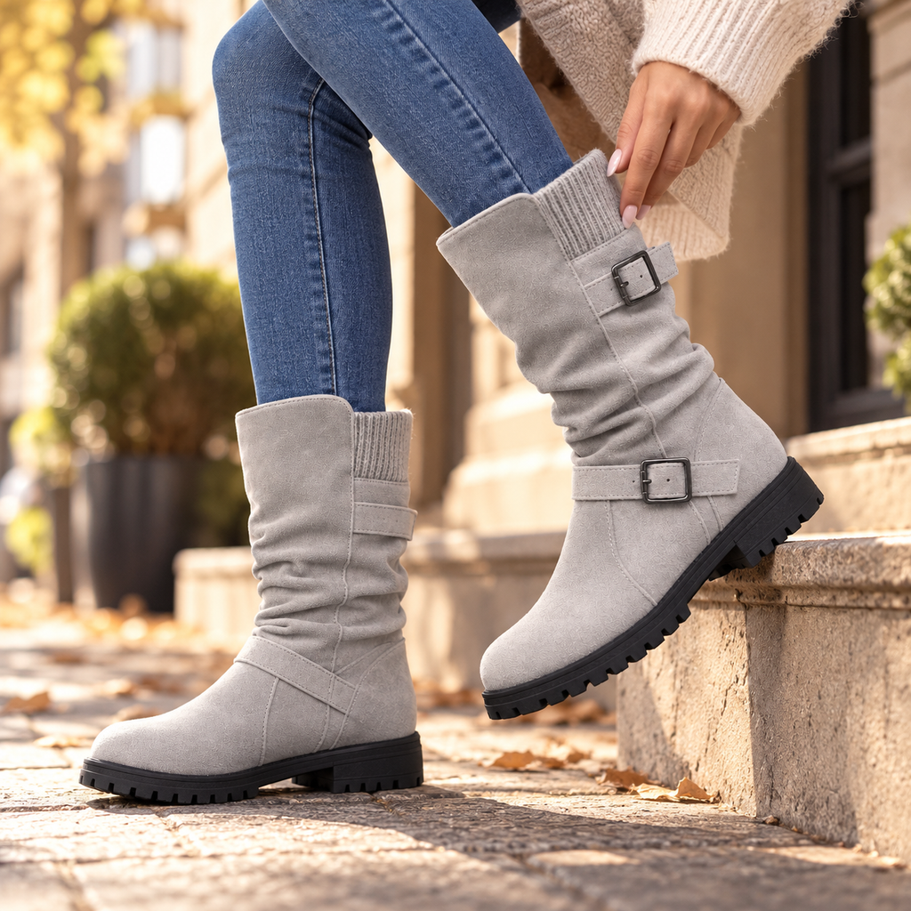 Women's Slouch Buckle Mid-Calf Boots
