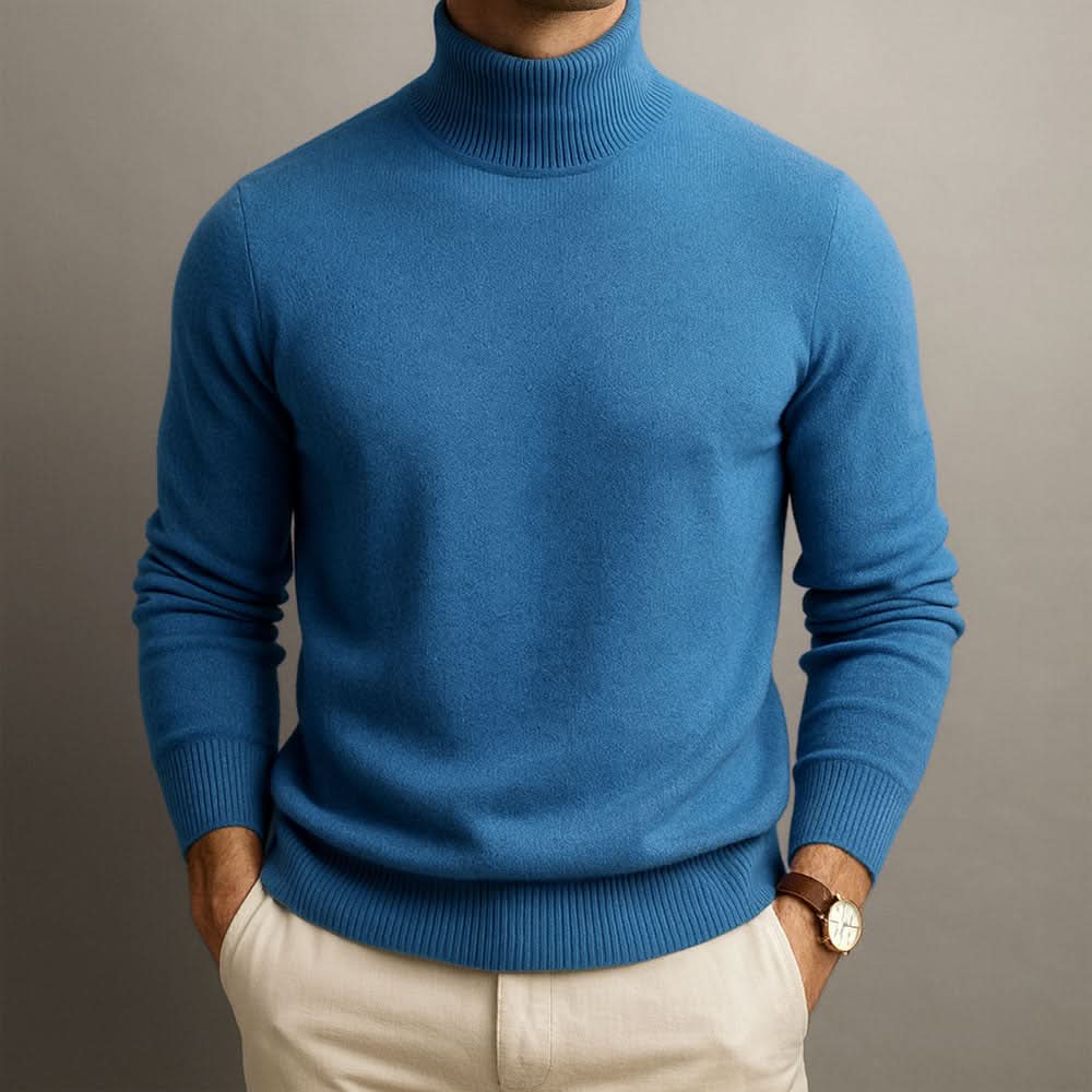 Men's Fitted Turtleneck Knit Sweater