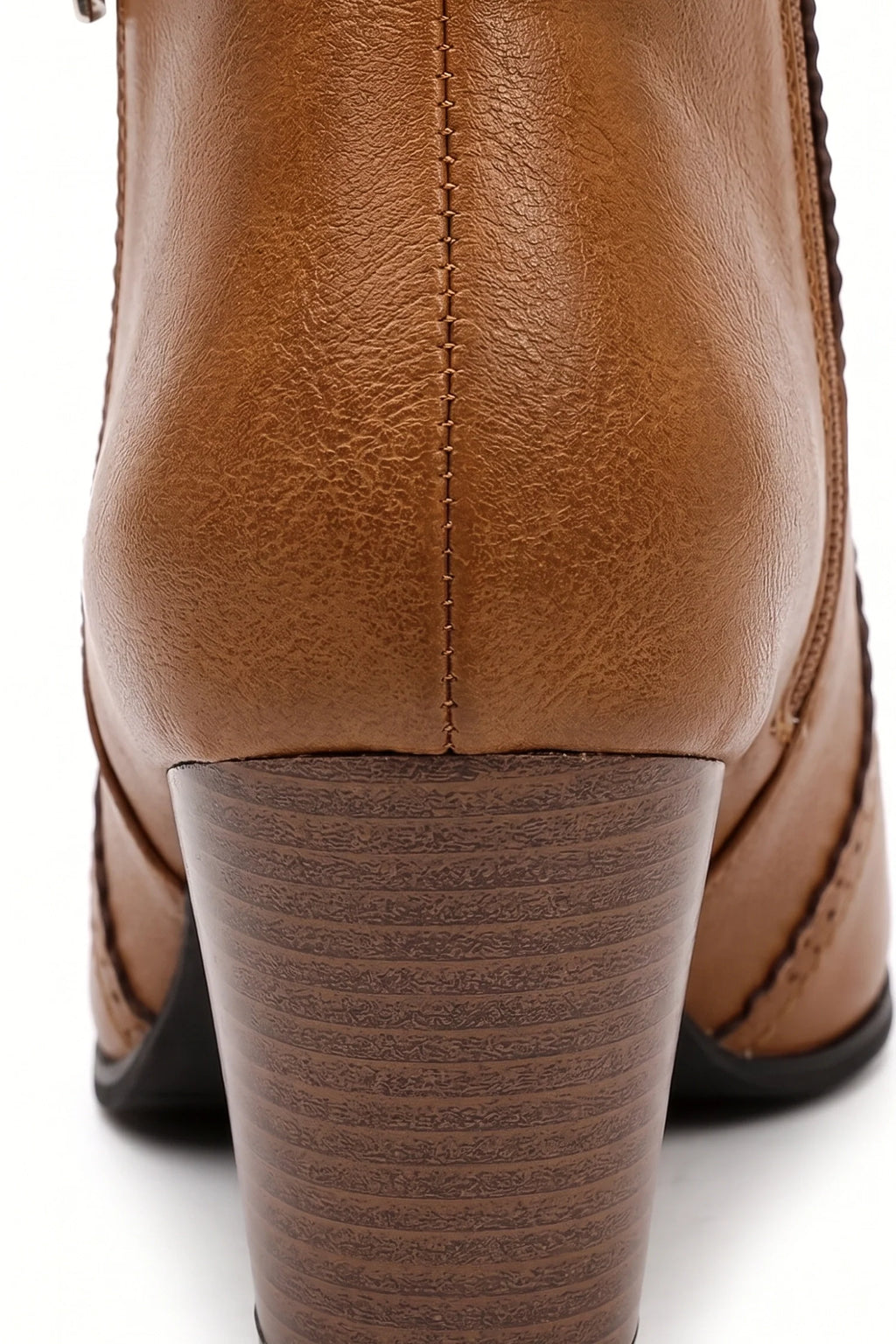 Women's ankle boots with side zippers, round toes and high block heels