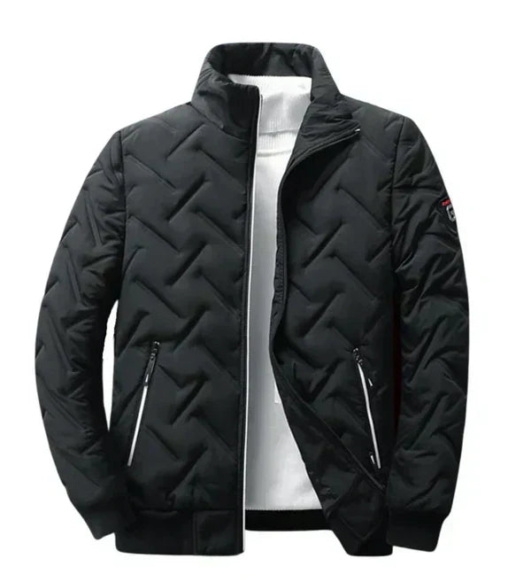 Men’s Chevron Quilted Stand Collar Puffer Jacket