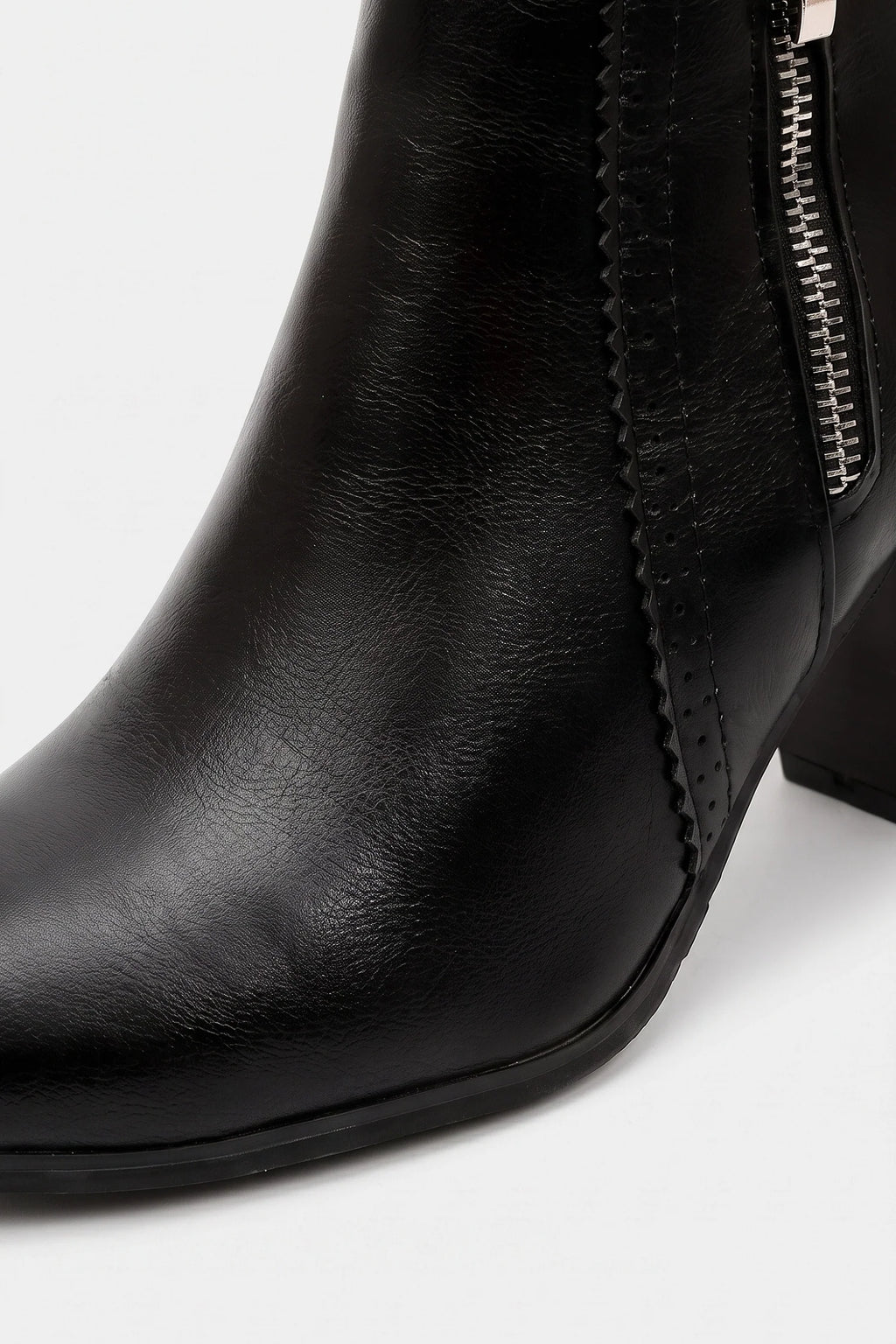 Women's ankle boots with side zippers, round toes and high block heels