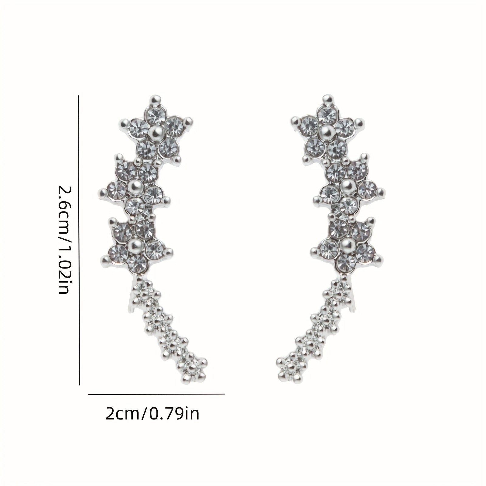 Crystal Floral Ear Crawler Climber Earrings