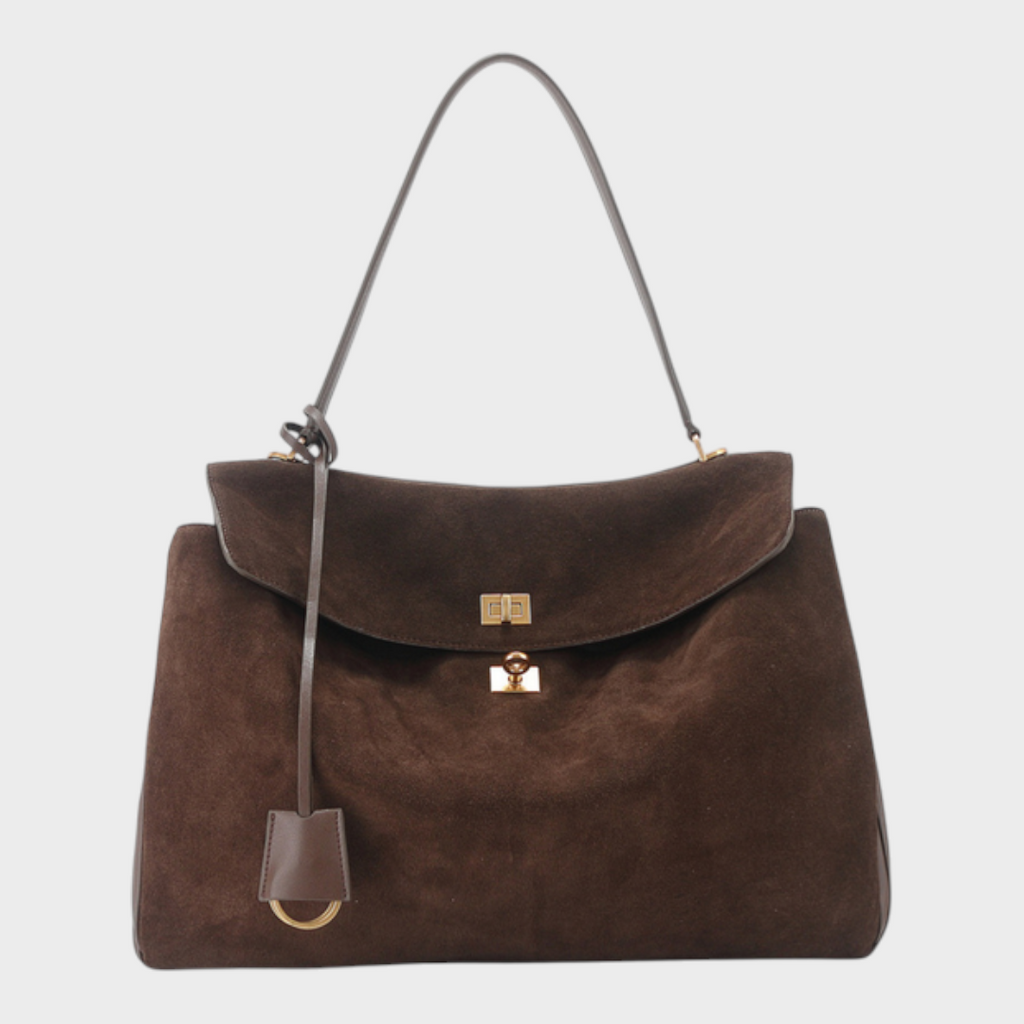 Sac à bandoulière pour femme, à rabat, poignée supérieure et fermoir à tourniquet