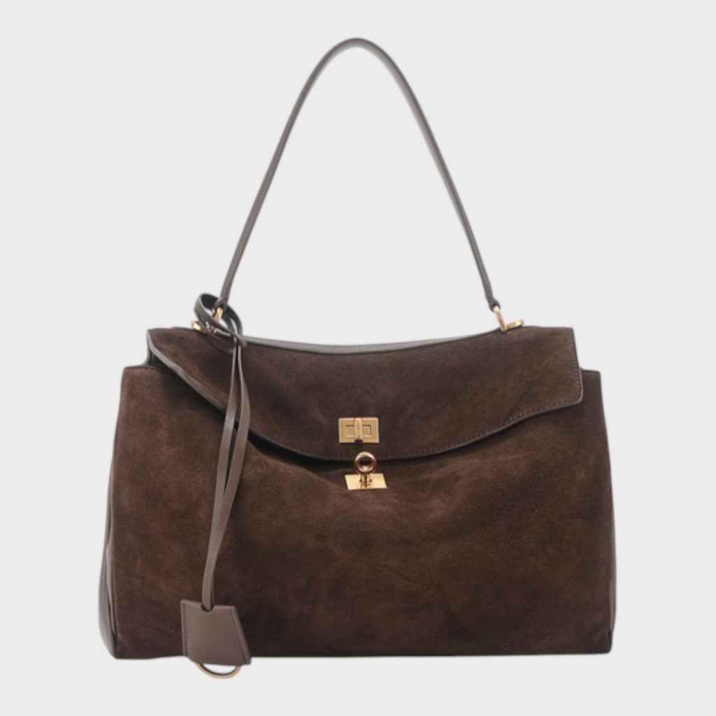 Sac à bandoulière pour femme, à rabat, poignée supérieure et fermoir à tourniquet